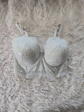 NWT Victoria's Secret Pale Blue Floral Lace Longline Bra